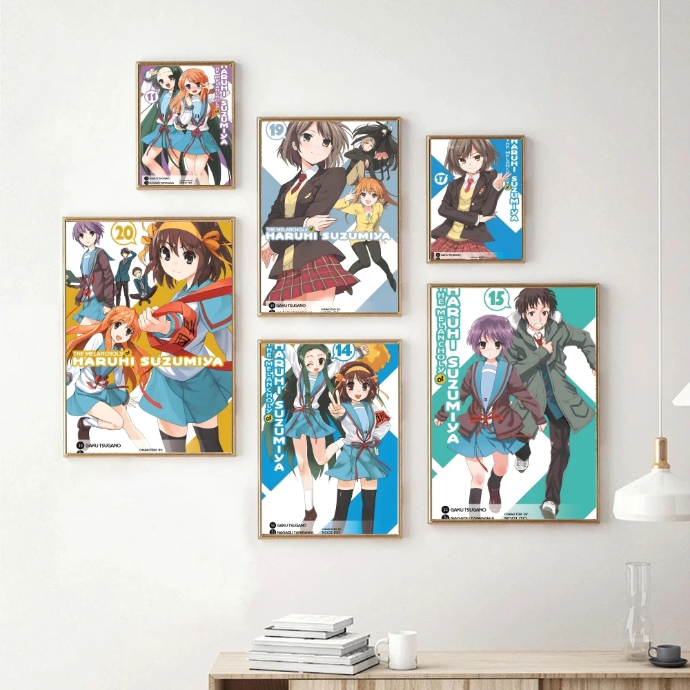 انمي ياباني H-Hohang Suzumiya اللوحة الخط مقاوم للماء التجاعيد الحرة جدار الفن غرفة المعيشة غرفة نوم ديكور المنزل الجمالي