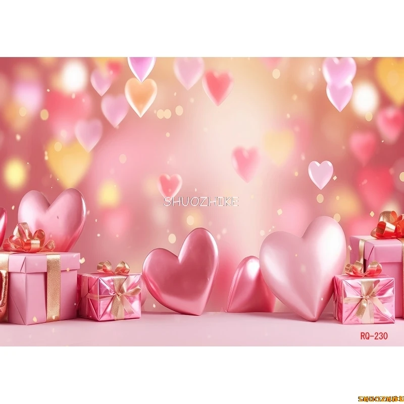 SHUOZHIKE Bokeh Abstract Dream Photography Backdrops Fuzzy Heart Valentine's Day Romantic Love Photo Studio Background RQ-08