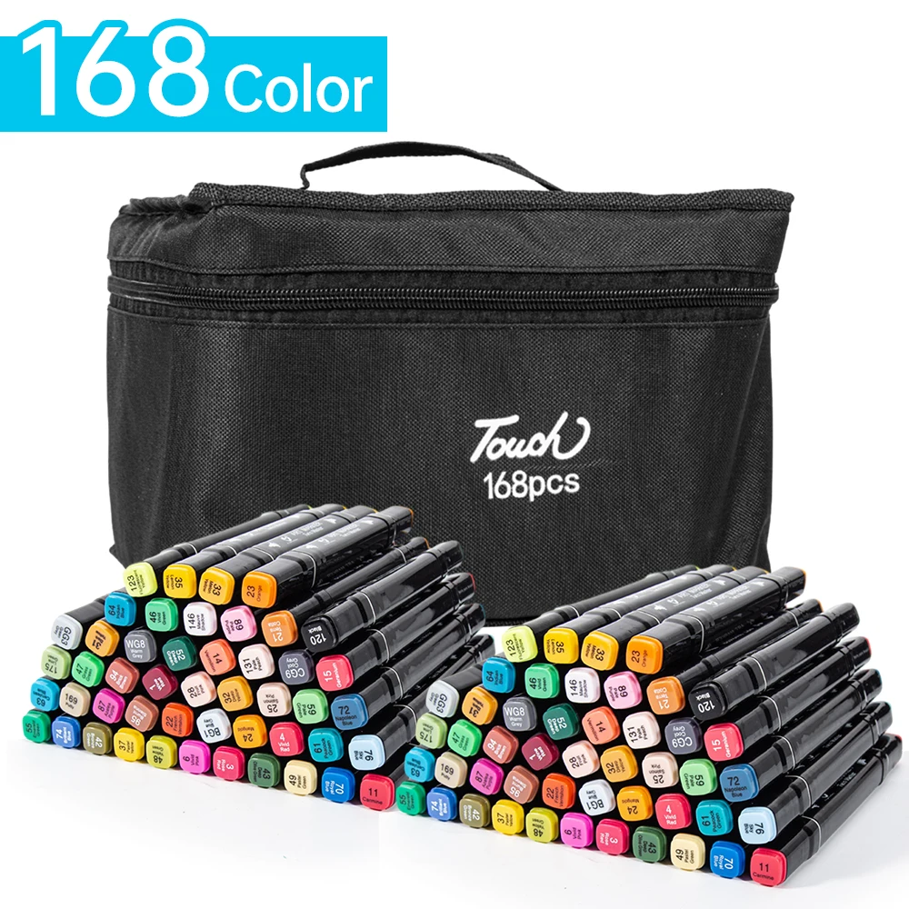 168 Colors Markers Dual Brush Pens Marker Double Tipped Round + Chisel Tips Sketch Art Drawing Markers For Artist Kids Adults