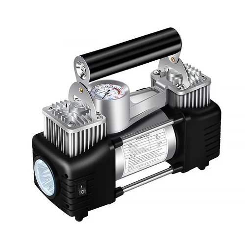 Imagen 2 del producto Bomba de aire portátil de doble cilindro para coche, compresor de aire de alta resistencia, inflador de neumáticos con Manómetro Digital, 12V