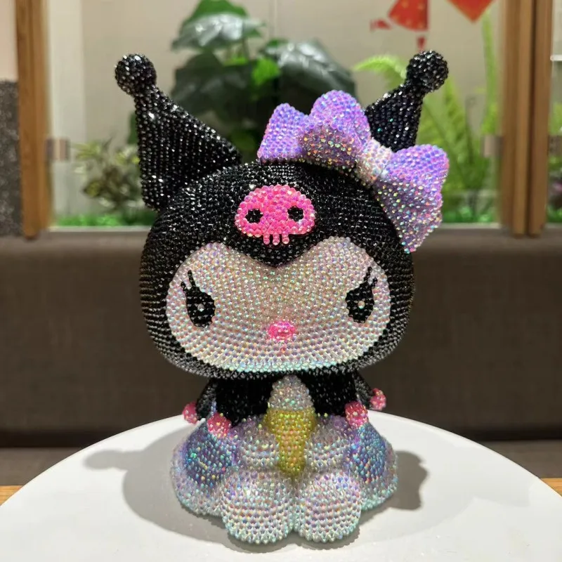 Miniso Cartoon Kuromi Diy Figurka Skarbonka Diy Diamond Stick Kawaii Figurka Dziewczyna Diy Model Hello Kitty Statuetka Lalka Skarbonka