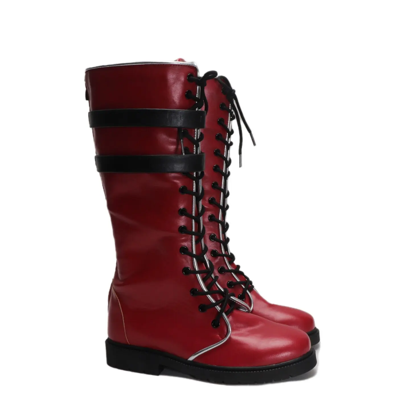Anime Devil May Cry Lady Cosplay Shoes Red Medium-Long PU Leather Boots For Halloween Carnival
