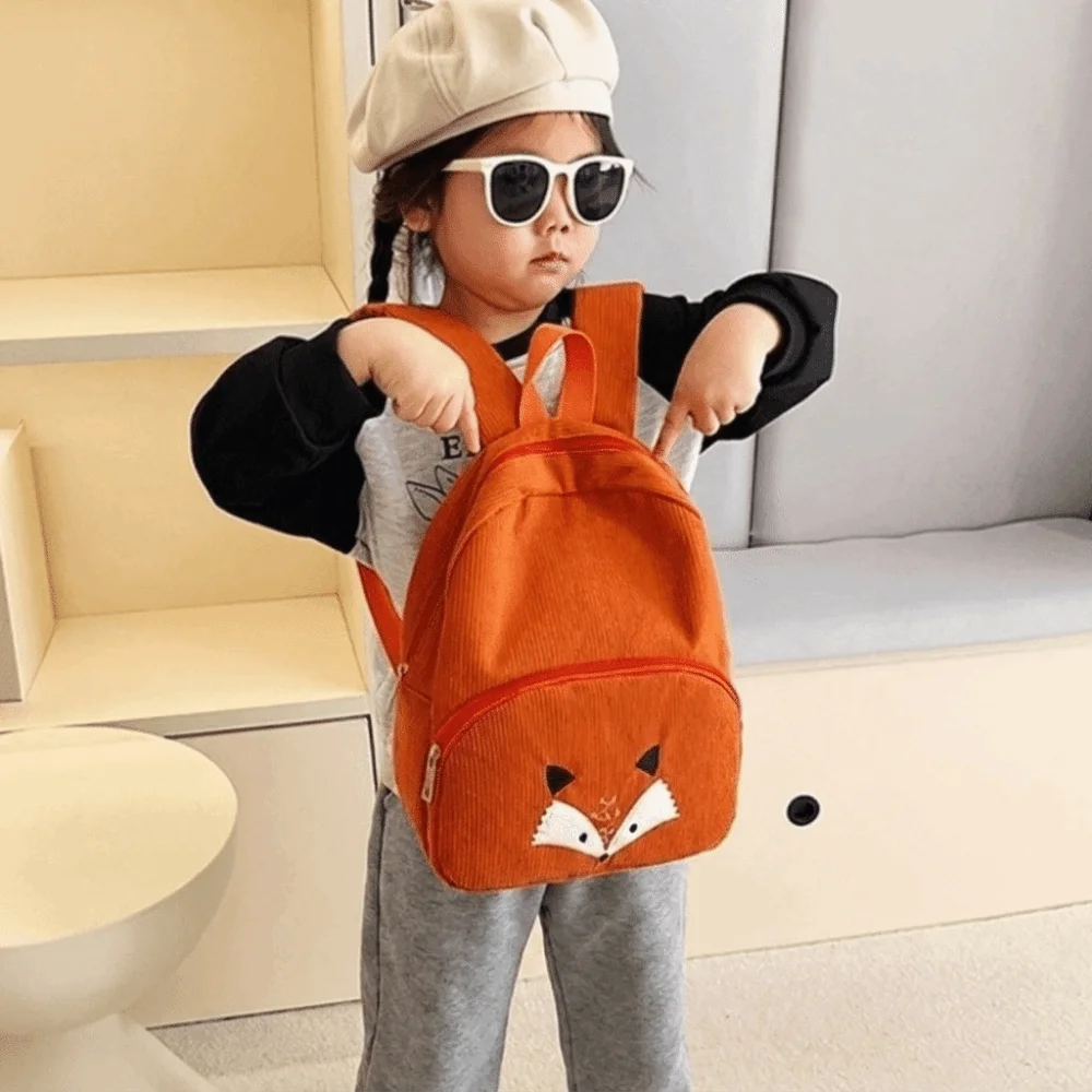 Soft Cartoon Bear Backpack Dog Solid Color Children Backpack Corduroy JK Animal Shoulder Bag Girls
