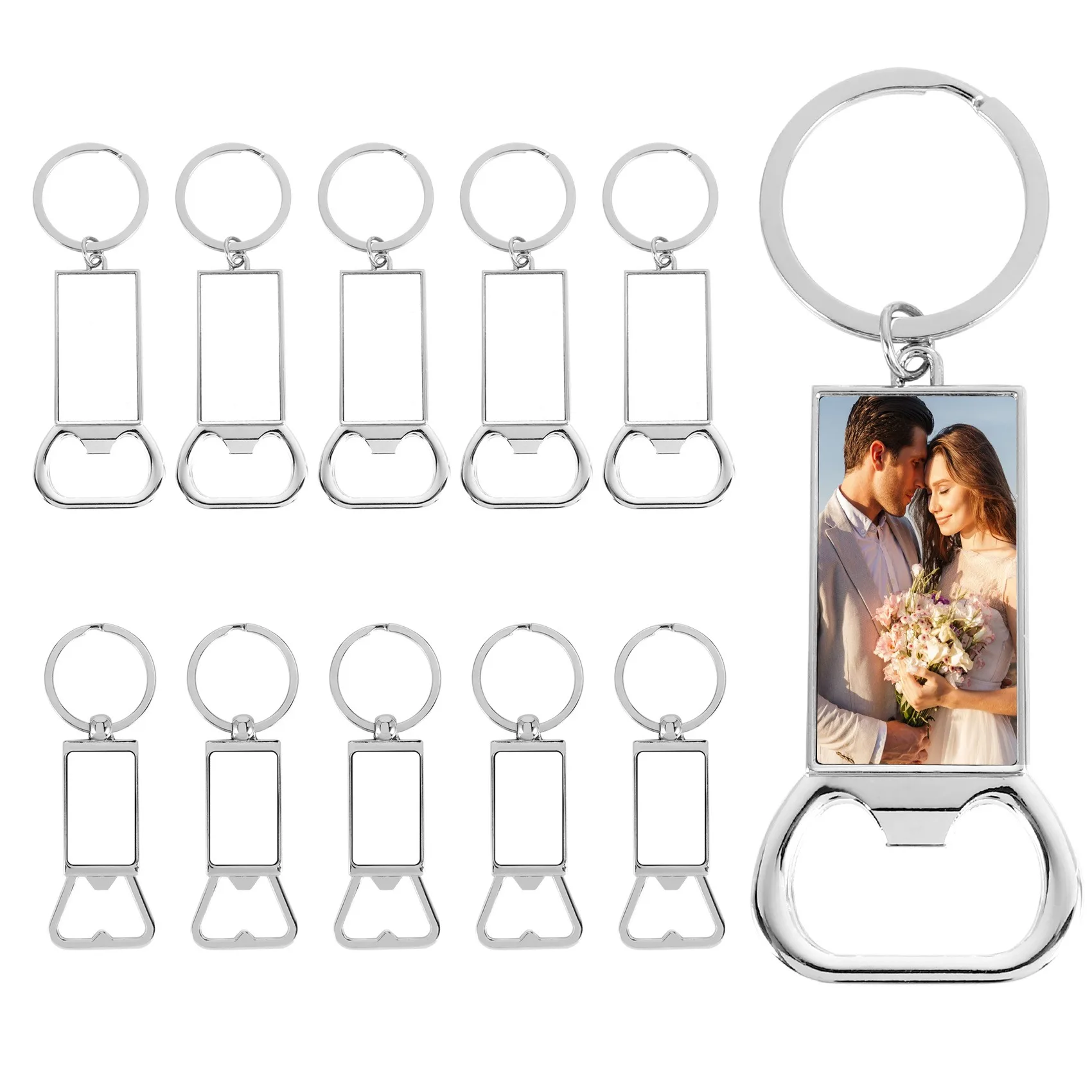 A06RP 10Pcs Sublimation Keychain Blanks - Sublimation Keychain Case or Metal Sublimation Bottle Opener for Heat Transfer,Set A