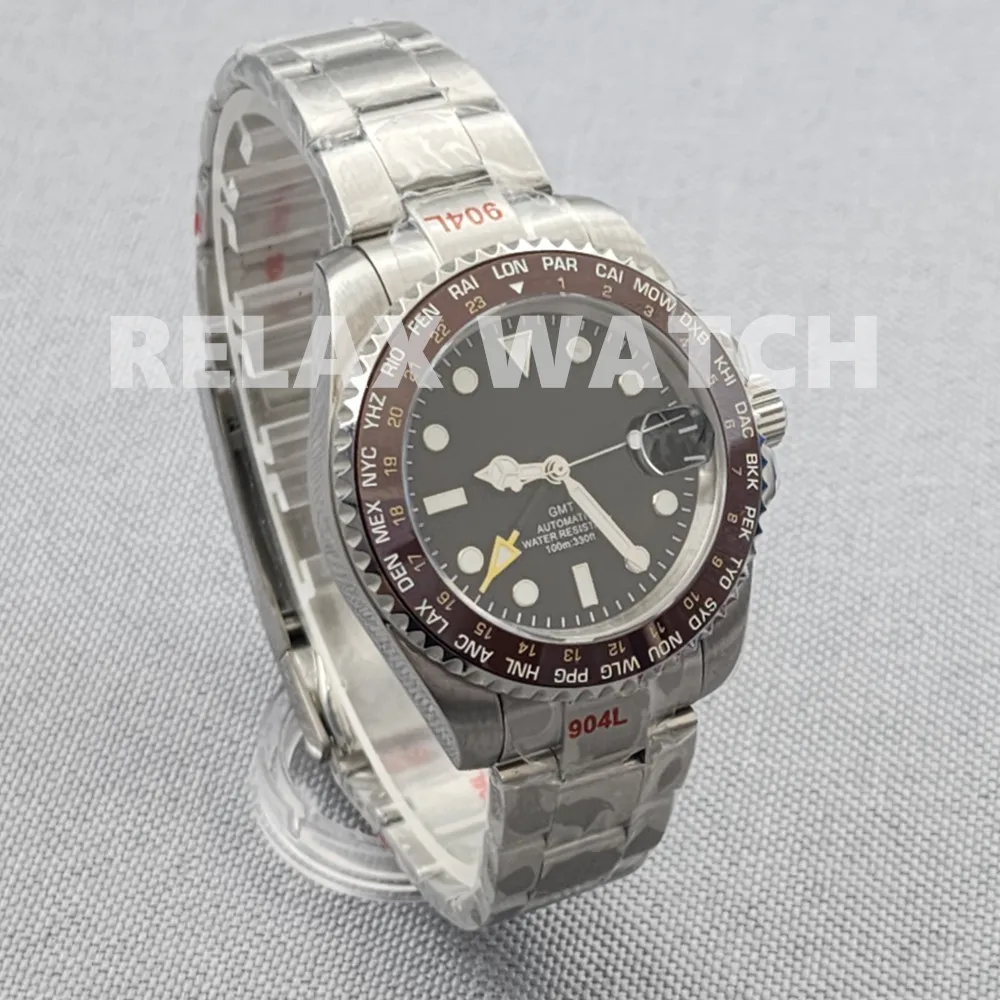 Часы из нержавеющей стали с сапфировым стеклом, 40 мм