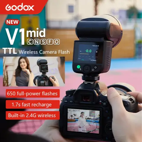 NEW Godox V1mid TTL HSS Li-ion Round Head Camera Flash Wireless Transmission Speedlite Flash for Canon Nikon Fuji Olympus