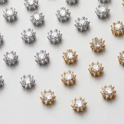 4PCS 14K Gold Plated Sunflower Inlaid Zircon Beads Brass Jewelry DIY Making Supplies Bracelet Handmade Findings Accessories