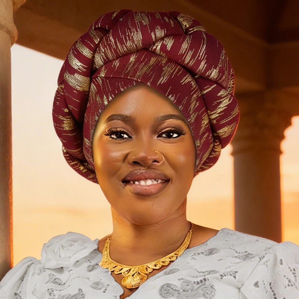 

Модный блестящий тюрбан с косами для женщин, повязка на голову, капот, мусульманский хиджаб, шляпа, африканский женский головной убор, нигерийские свадебные гелевые украшения