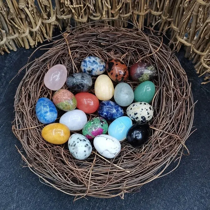 10PCS Random Models of Natural Stone Crystal Agate Dongling Stone Small Egg- Mineral Bird Egg Stone