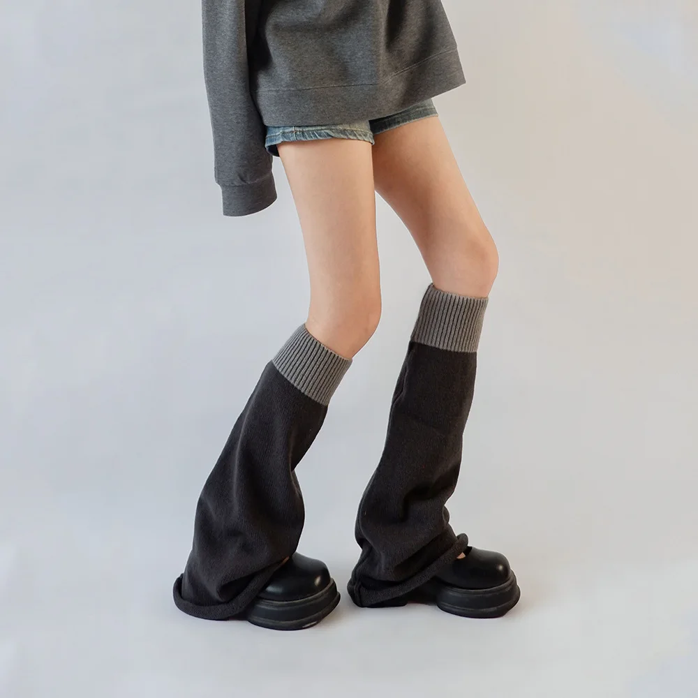 Vintage Color‑Blocked Wide‑Leg Sock Covers, Y2K Hot Girl Flared Leg Warmers, Mid‑Length Subculture Slouch Socks