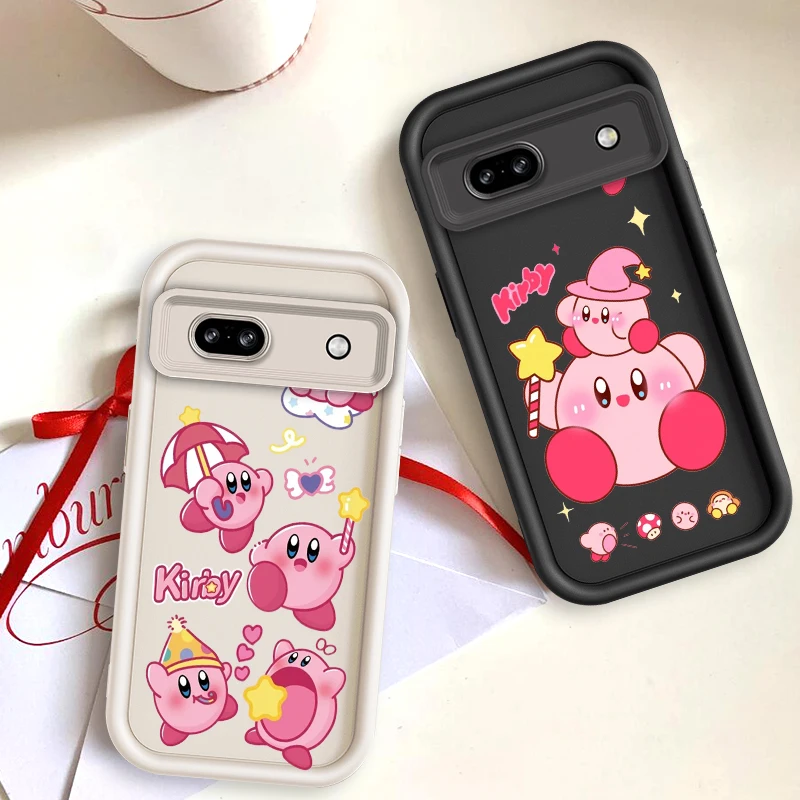 Anime K-Kirby Cute Cartoon For Google Pixel 9 8A 8 7 7A Pro XL 5G Eye Ladder Phone Case Soft TPU Shockproof Cover Back