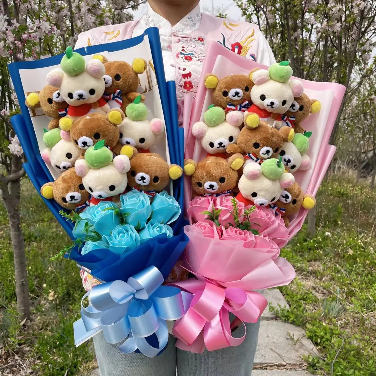 

Teddy Bear Stuffed Animal Plush Toy Rilakkuma Bear Flower Bouquet Gift Box Graduation Birthday Valentine's Day Christmas Gifts