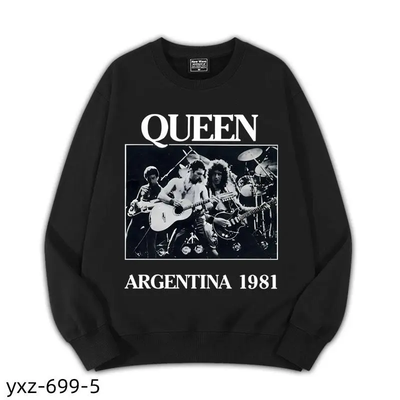 European and American Heavy Metal Rock Band Queen Band Printed Hoodie Autumn and Winter Unisex Hip-hop Cool Sports Shirt