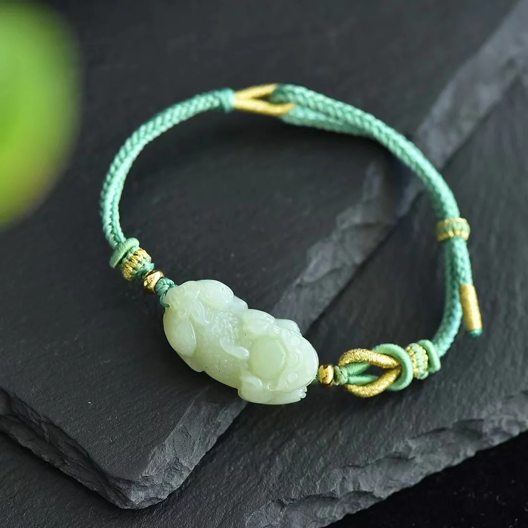 Exquisite Hetian Jade Fortune Pixiu Bracelet Jewelry 1670A#