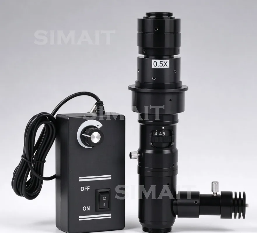 Industrial C-Mount Coaxial Lens, 180X Zoom for Digital Microscope Camera, PCB & Phone Repair Inspection