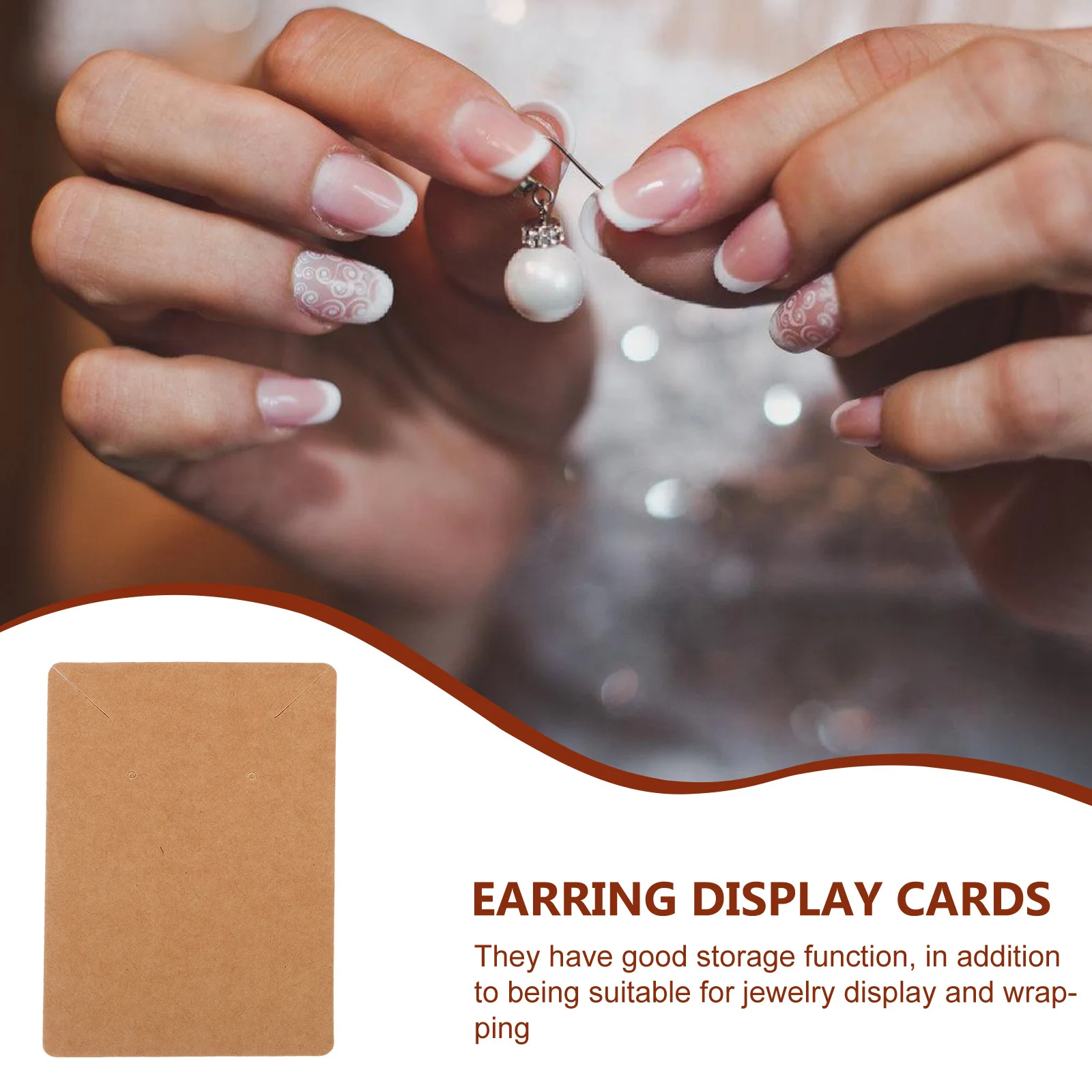 

50Pcs Kraft Paper Jewelry Display Cards Earring Packaging Holder Cards for Studs Necklaces Store Trade Show Presentation