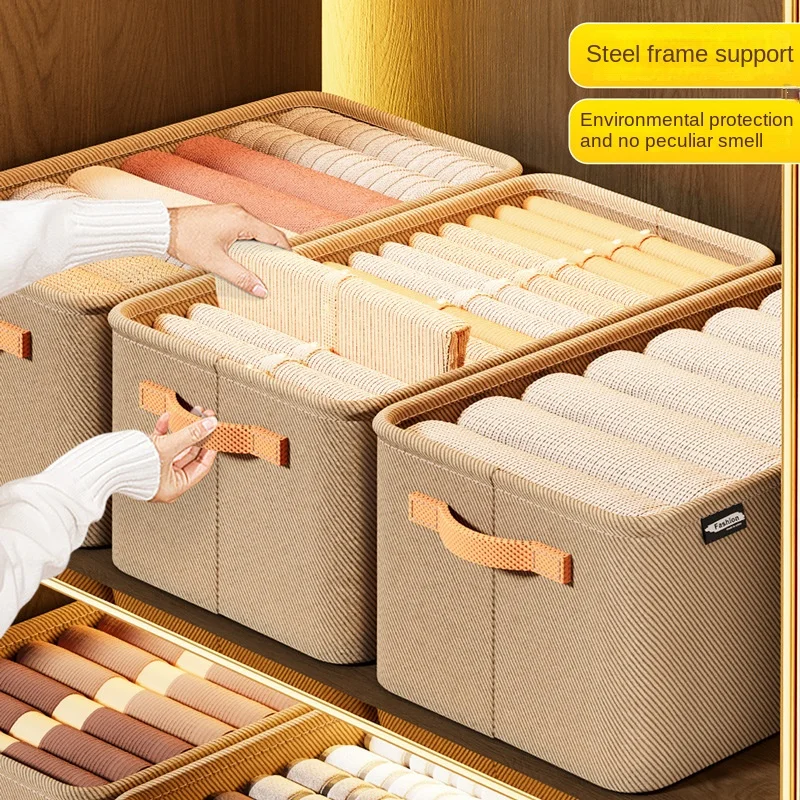 10pcs Clothes Organizer Pants Wardrobe Clothing Storage Box Organizer Jeans Underwear Bra Socks Household Folding Storage Box