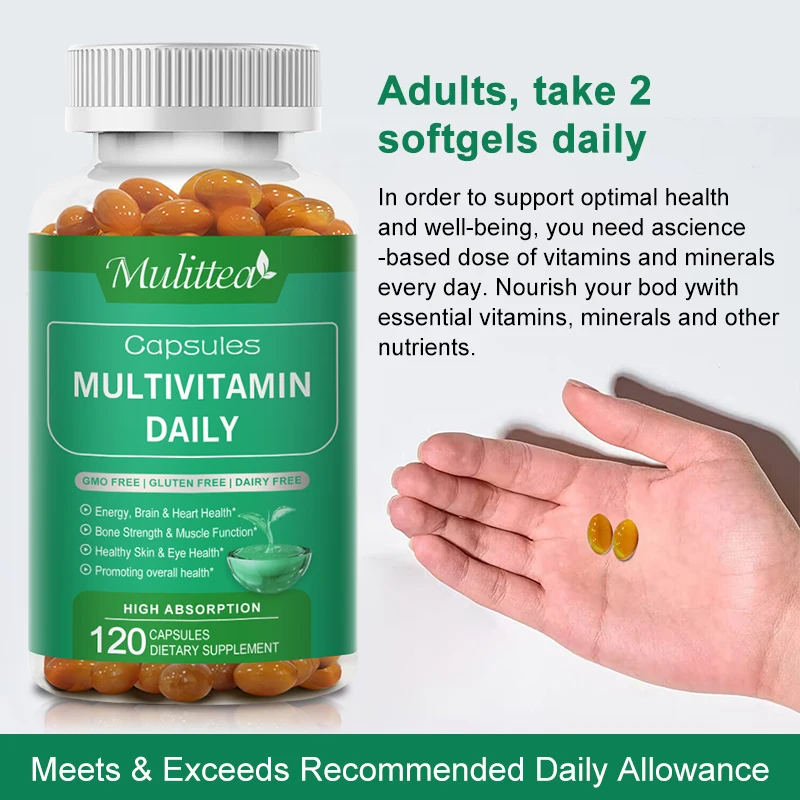 Mulittea Multivitamin-Daily Vitamin & Mineral Helps Immune Mood Balance Brighten skin & Nails Immune Health for Men and Women