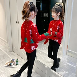 Girls Sweater Plucked 2024 Autumn Winter New Children's Thickened Fashion Christmas Sweater Girl Winter Kids 7 8 10 11 12 Years