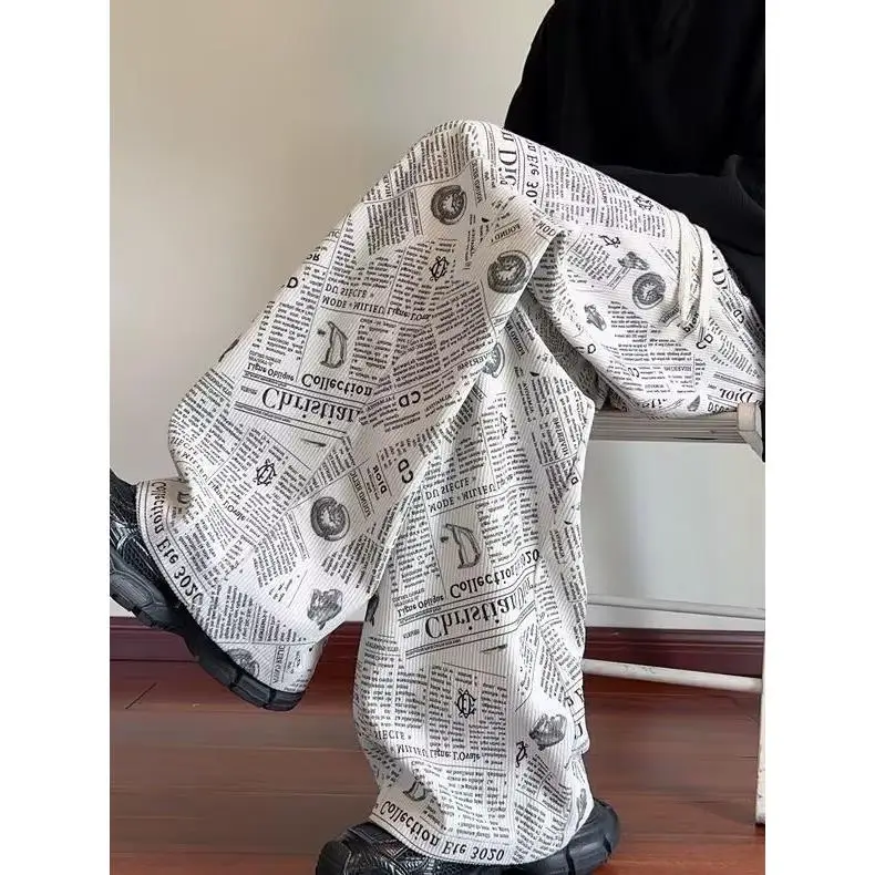 

Модные мужские вельветовые широкие брюки, весенне-осенние свободные прямые повседневные брюки в американском стиле, свободная талия