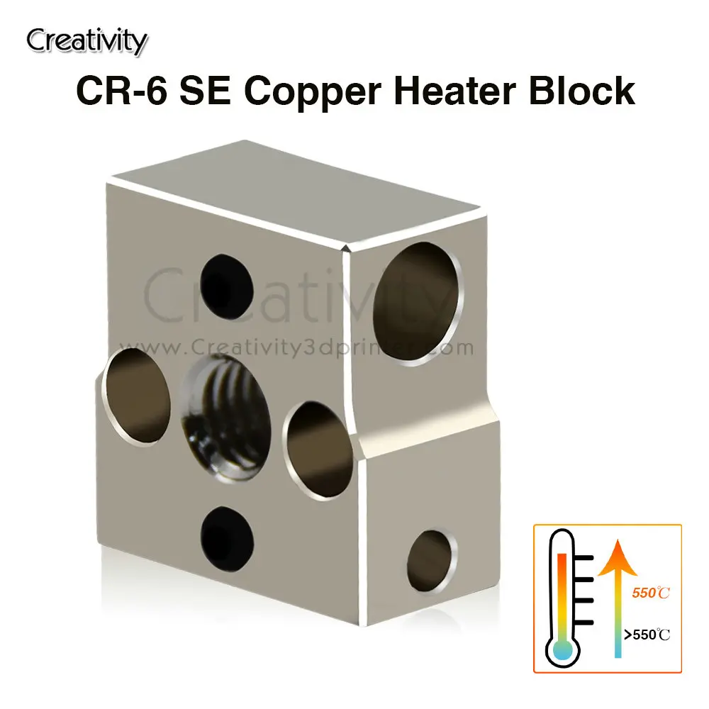 Creativity  3D Printer Upgrade CR6 SE/Max/CR-5  Plated Copper Heater Block High Temperature Compatible with CR-6 SE/Max/CR-5 PRO