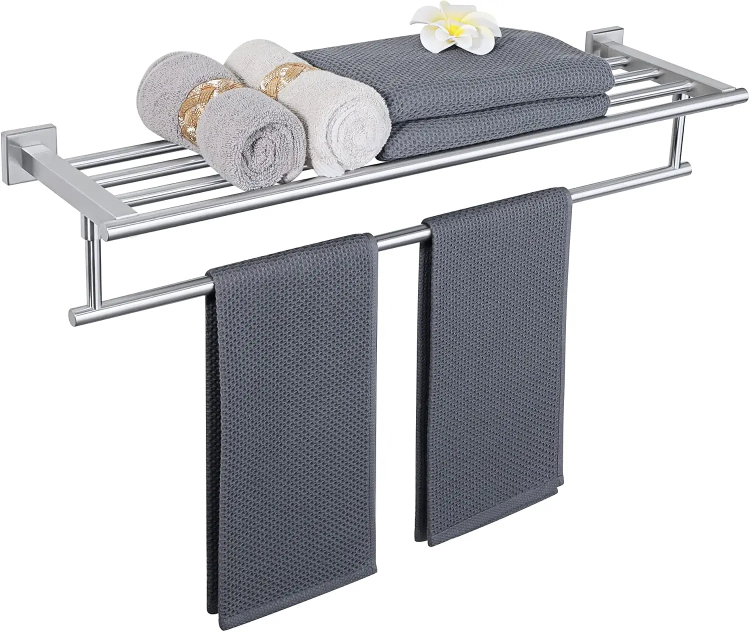 se 28 Inch Towel Racks For Bathroom, Towel Rack Wall Mounted With Tower Bars, Sus 304 Stainless Steel Bathroom Shelf, Heavy