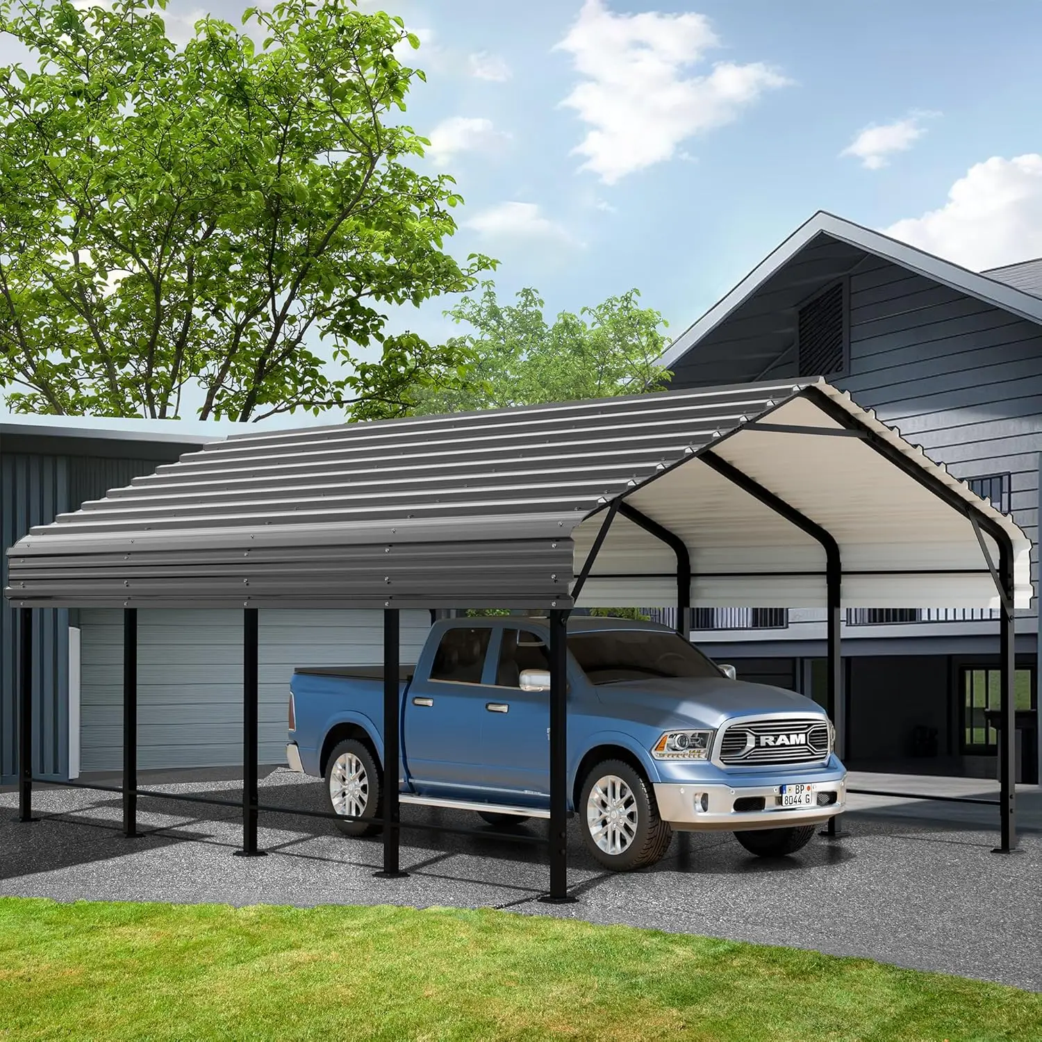 

JAMFLY 12X20 FT Carport, сверхмощный навес Carport с крышей и рамой из оцинкованной стали, модернизированный металлический карпорт, очень большой