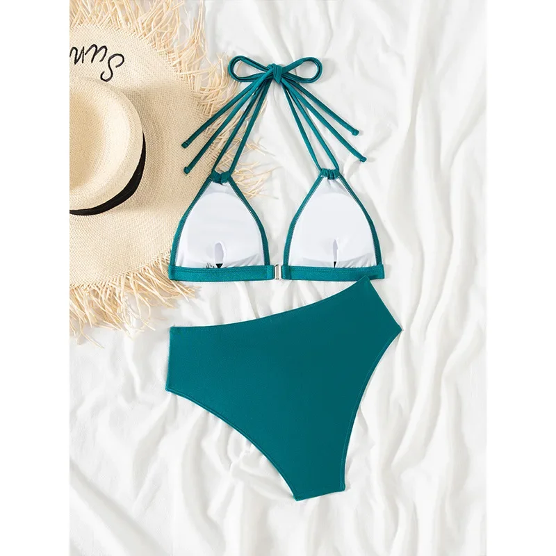 그린 하이웨이스트 비키니 2025 브라질리언 비키니 뱃살보정 수영복 여성 하이컷 수영복 여성 여름 비치웨어