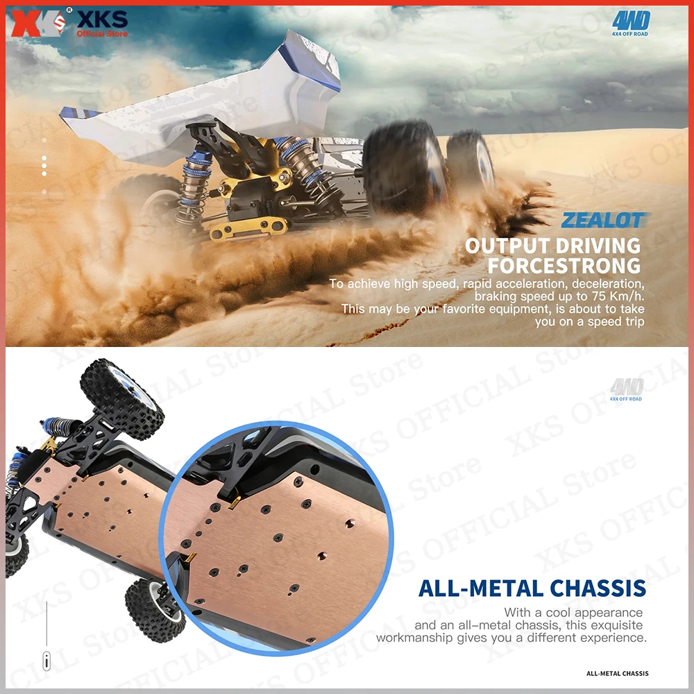 XKS WLtoys124017 V8 RC Camion Scala 1/12 4WD Fuoristrada Auto telecomandata Ad alta velocità 75 km/h Drift Veicolo giocattolo per ragazzi Regalo per bambini