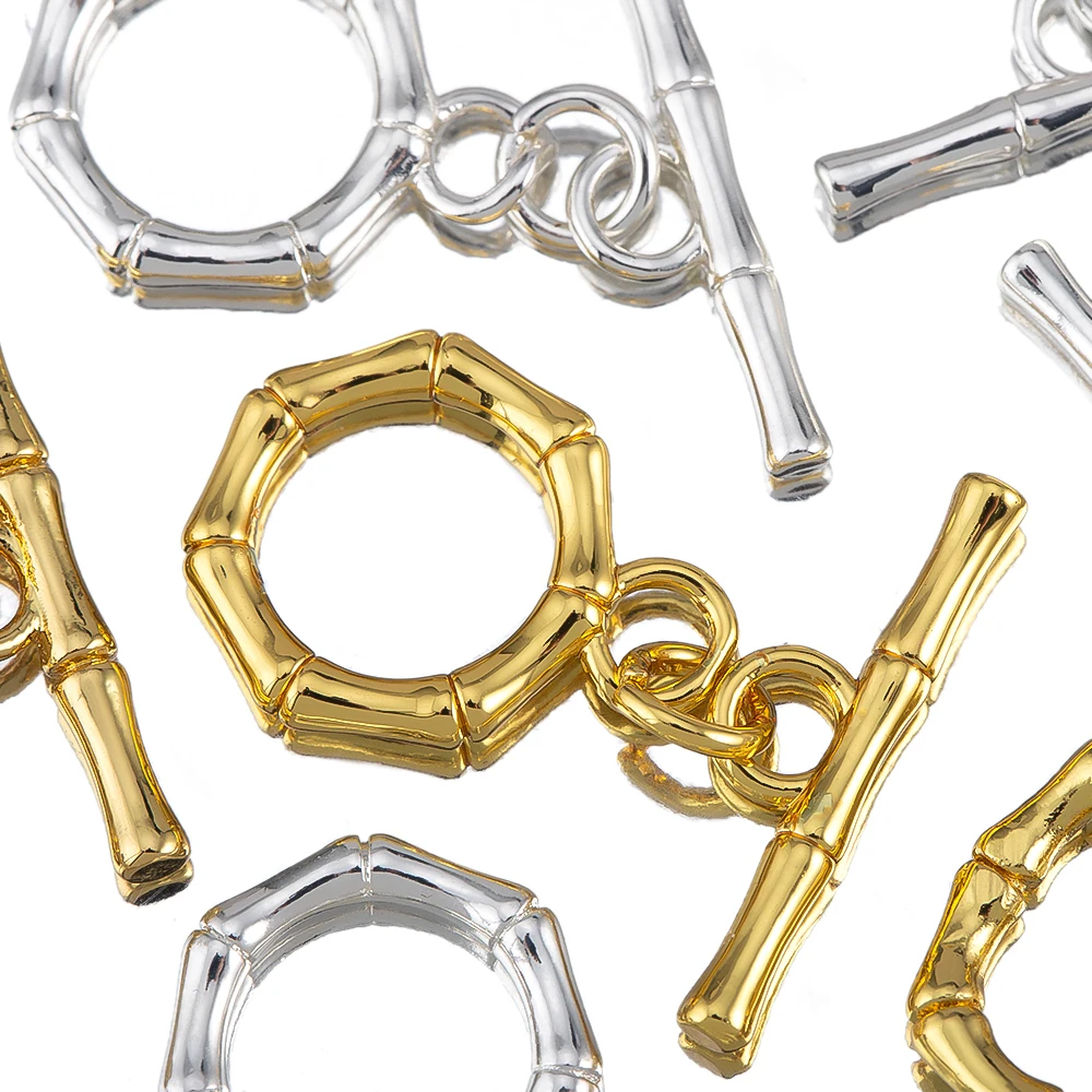 2/4/8 szt. pozłacane 18-karatowym złotem mosiężne zapięcia typu toggle, zapięcia OT do bransoletek, naszyjników, akcesoria do wyrobu biżuterii DIY