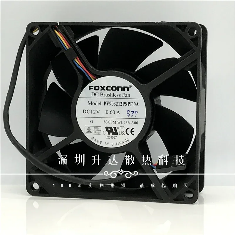 

Original Foxconn PV903212PSPF0A 12V 0.6a4 wire PWM temperature control cabinet silent cooling fan