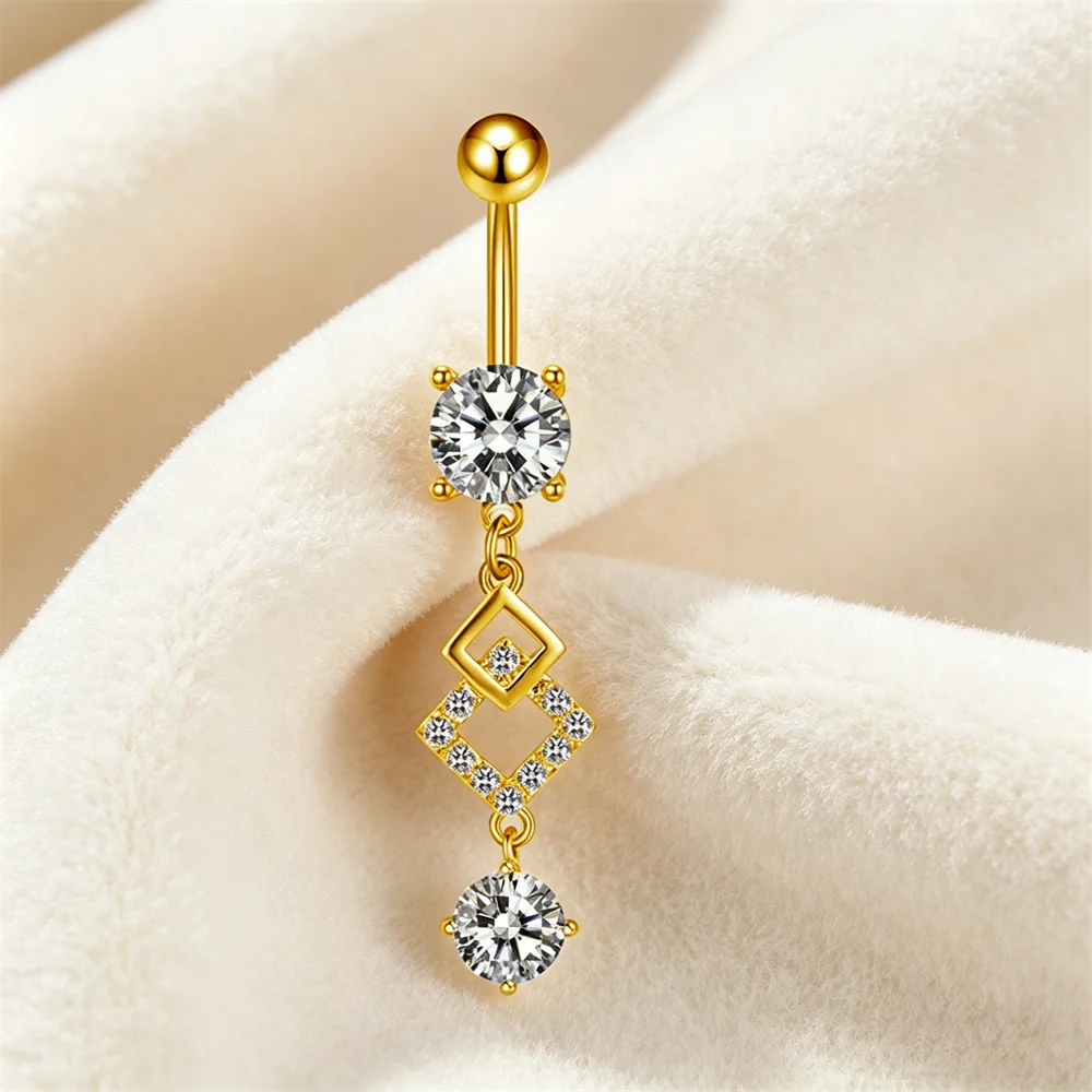 Body Jewelry Women - Round White Zircon Stone Tassel Pendant
