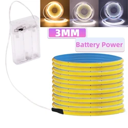 3MM Ultra Thin COB LED Strip USB Battery 5V PIR Motion Sensor Flexible Ribbon Diode Tape 320LEDs/M Dimmable RA90 Night Lighting