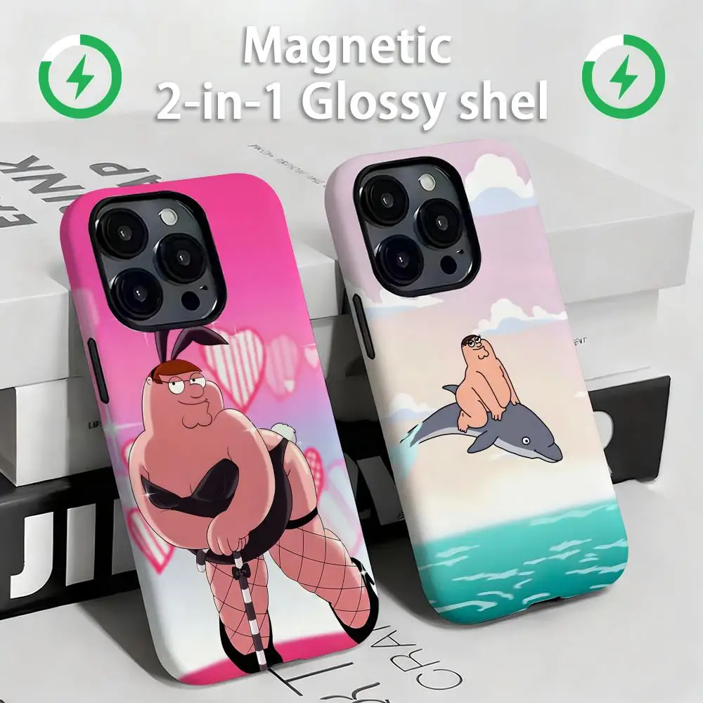 Family Guy Peter Griffin   Phone Case Magnetic 2-in-1 Glossy shell For iPhone17 16e 16 15 14 13 12 11Pro Max Plus