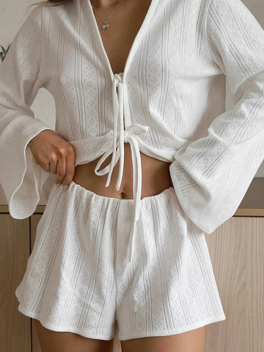 Marthaqiqi الشتاء السيدات ملابس خاصة دعوى الخامس الرقبة قمصان النوم طويلة الأكمام منامة الدانتيل يصل ثوب النوم السراويل ملابس نوم الإناث غير رسمية مجموعة #2