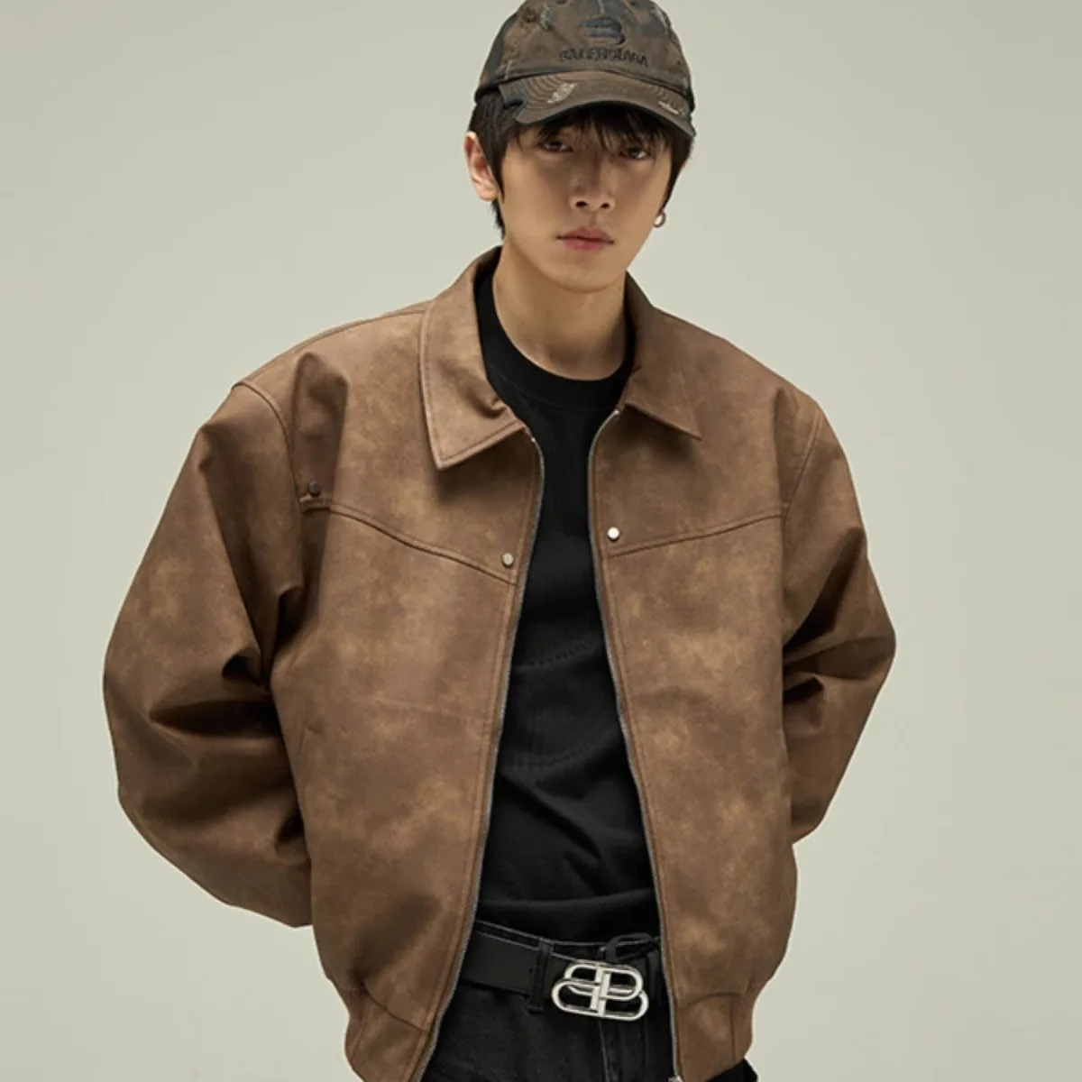 

Коричневая кожаная куртка Maillard для мужчин, модная винтажная модная свободная куртка в американском стиле, пальто, осенне-зимняя одежда, уличная одежда