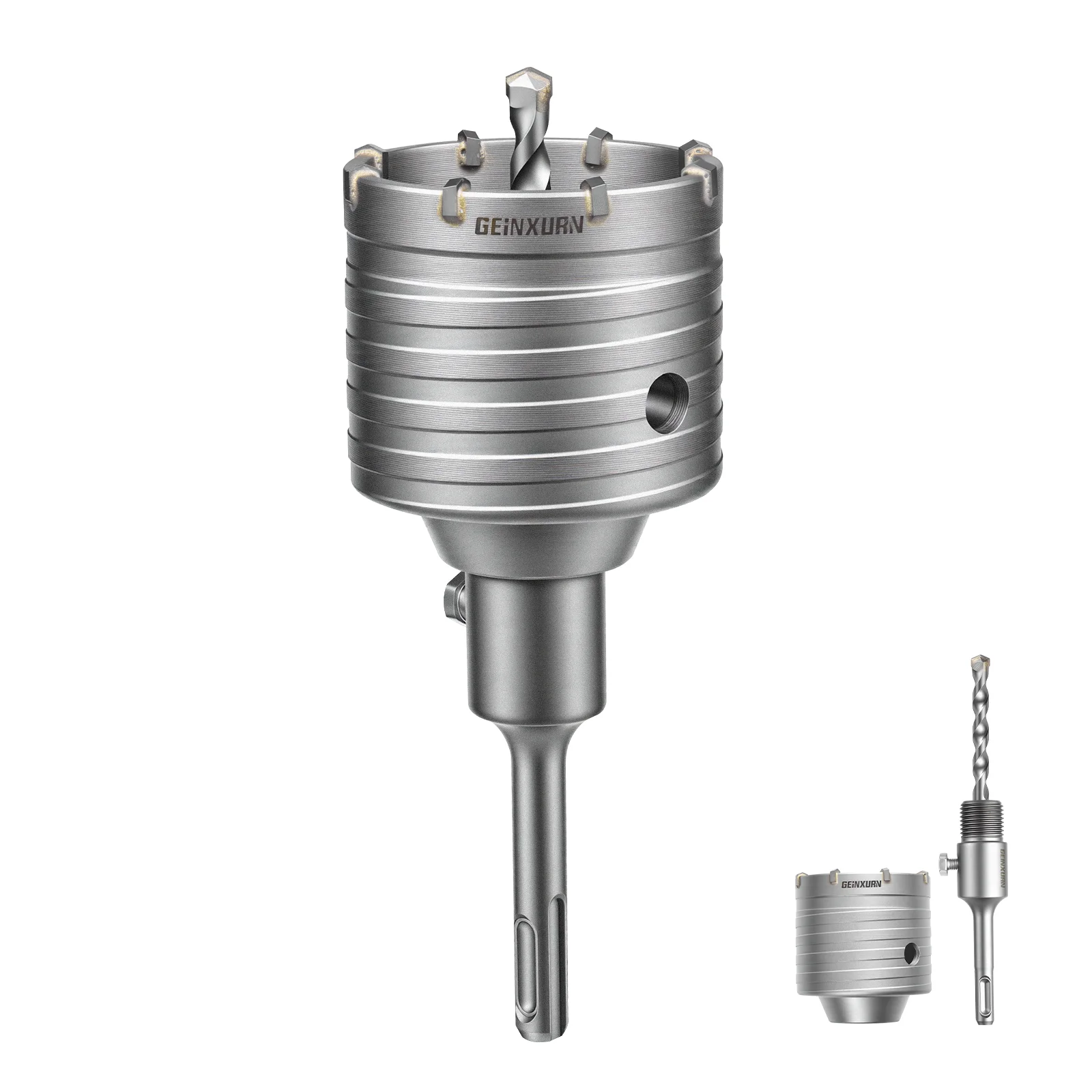 Geinxurn 2PCS Concrete Hole Saw(Grey & Black) With SDS Plus Shank Heavy Duty Drilling, For Brick Concrete Cement Stone