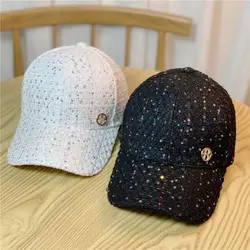 Sequined Baseball Cap for Women Adjustable Back Buckle Sun Hat Streetwear Fans Breathable Mesh Shade Trucker Chapeau Femme