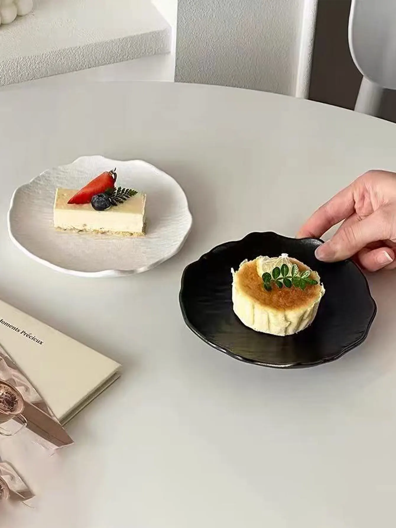 Ins-Style Photo Props New Creative Irregular-Shaped Stone Texture Plastic Japanese-Style Bone Plate Dessert Plate 4Pcs