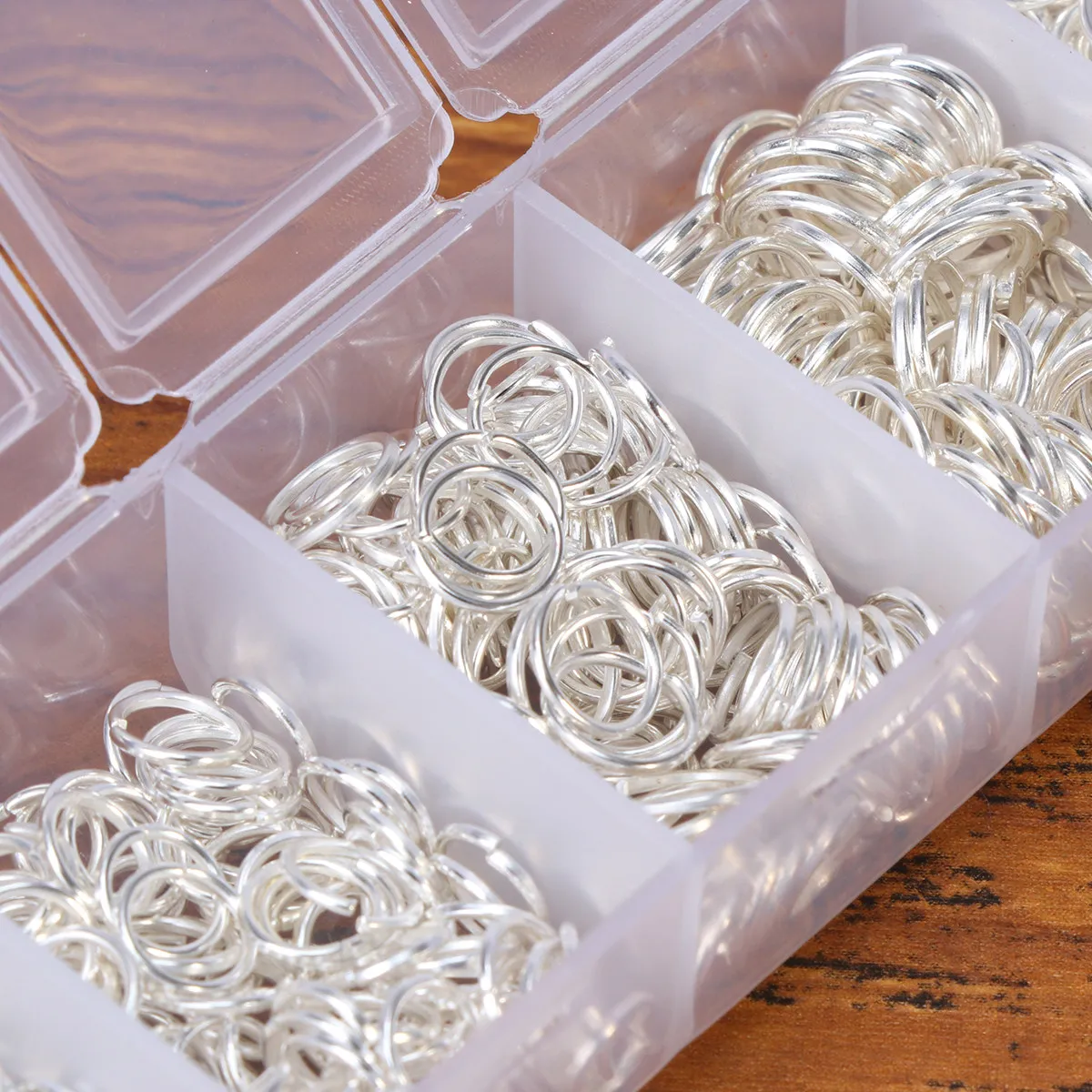 Kit de 1500 Piezas para Hacer Joyas, Anillos Redondos Abiertos y Cerrados, Broches de Langosta, Accesorios de Plata para Manualidades y Pendientes DIY