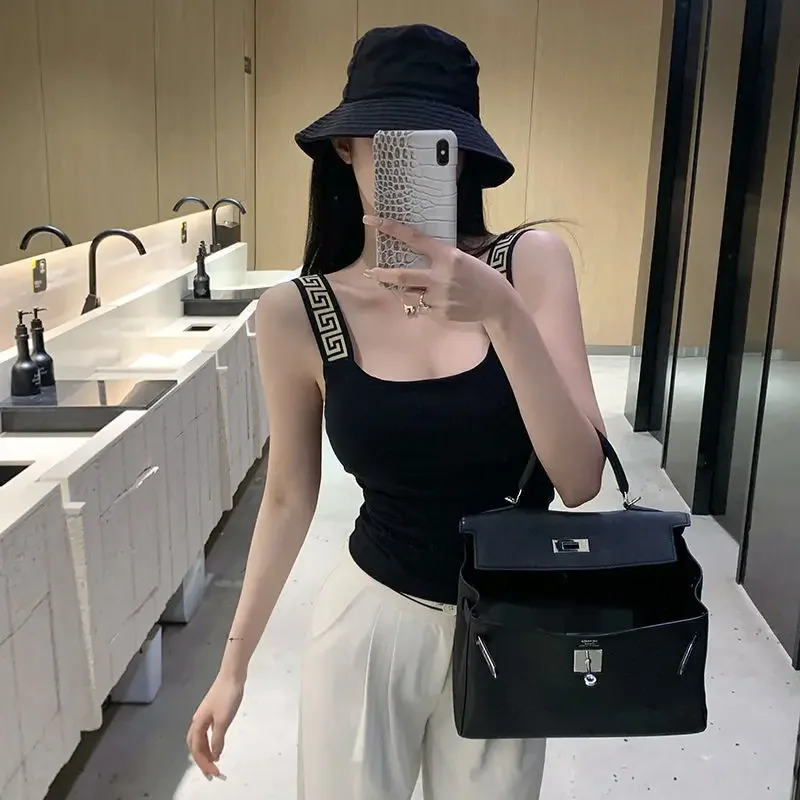Women Summer Sexy Casual Slim Appear Thin Solid Color Printing Camisole Ladies Fashion trend Temperament All-match Camis Tops