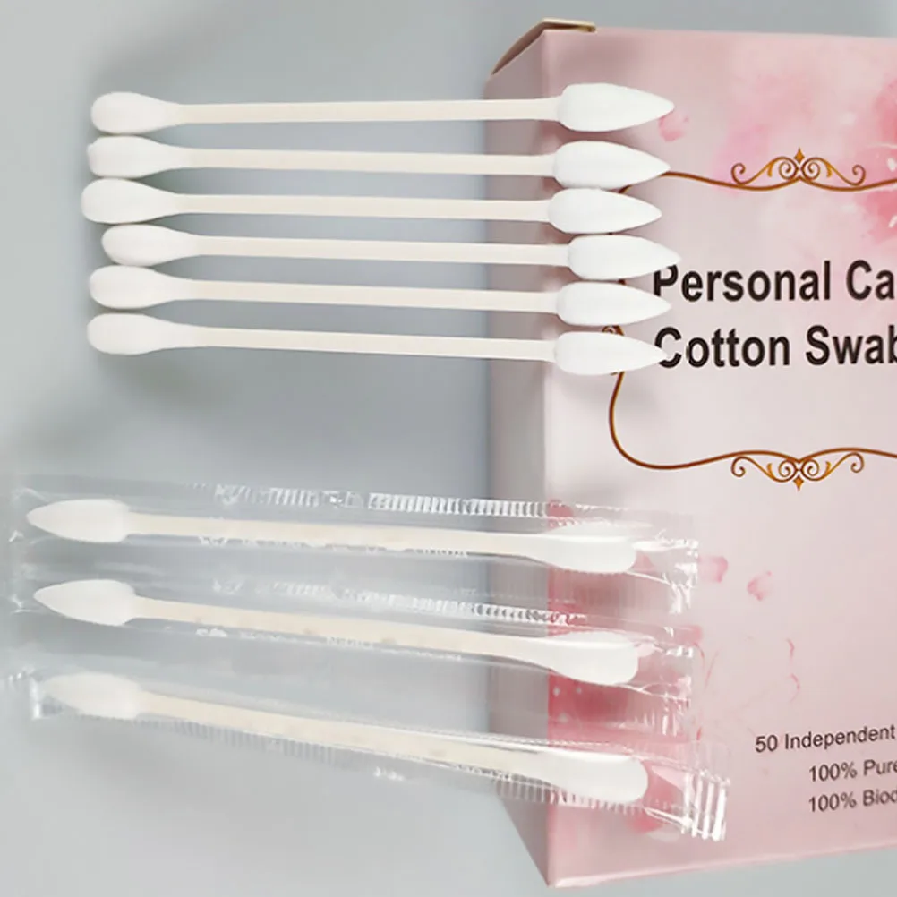 150 قطعة من مسحات القطن الفاخرة لإزالة المكياج والعناية بالبشرة وتنظيف الغبار وتصميم طرف واحد مع مقبض خشبي مريح #3