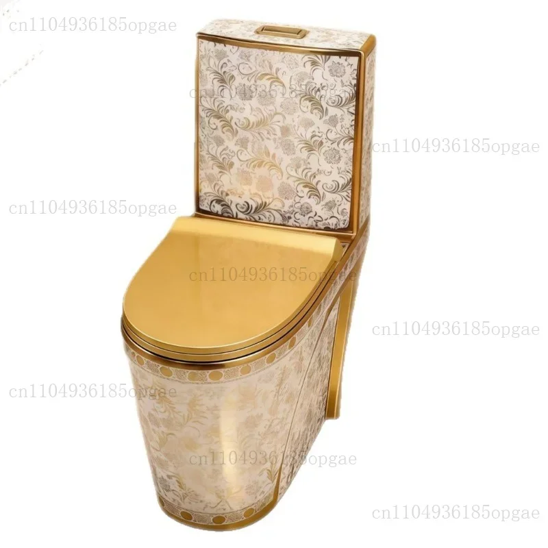 Golden Design Ceramic Toilet Bowl Set, Luxury Gold WC Toilet with Wash Basin Sink for Modern Bathroom Decor