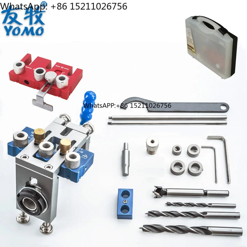 

Quick Clamp Woodworking 3 in 1 Dowelling Jig Dowel Cam Jig Wood Cabinets Wardrobes Punching Hole Drilling Guide Locator Tool Kit