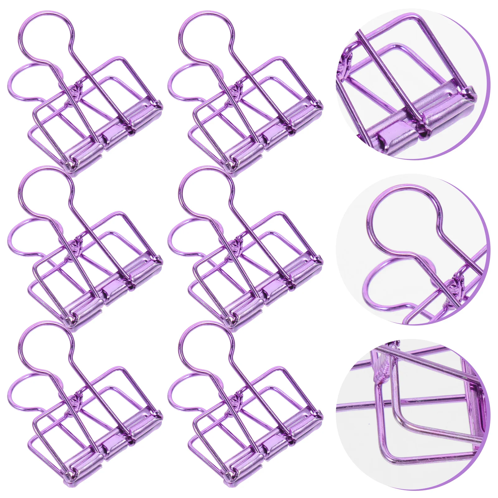 10 Pcs Paper Clamps Elliot Folder Clips Office Supplies Medium Binder Bulk Purple Metal for Teacher Work