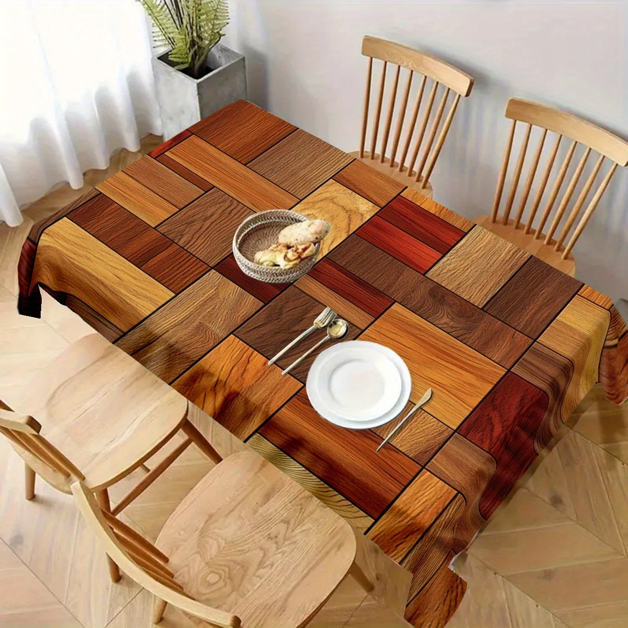 Tablecloth 1pc Rural Wooden Tablecloth - Featuring natural wood grain design, creating a warm and comfortable atmosphere