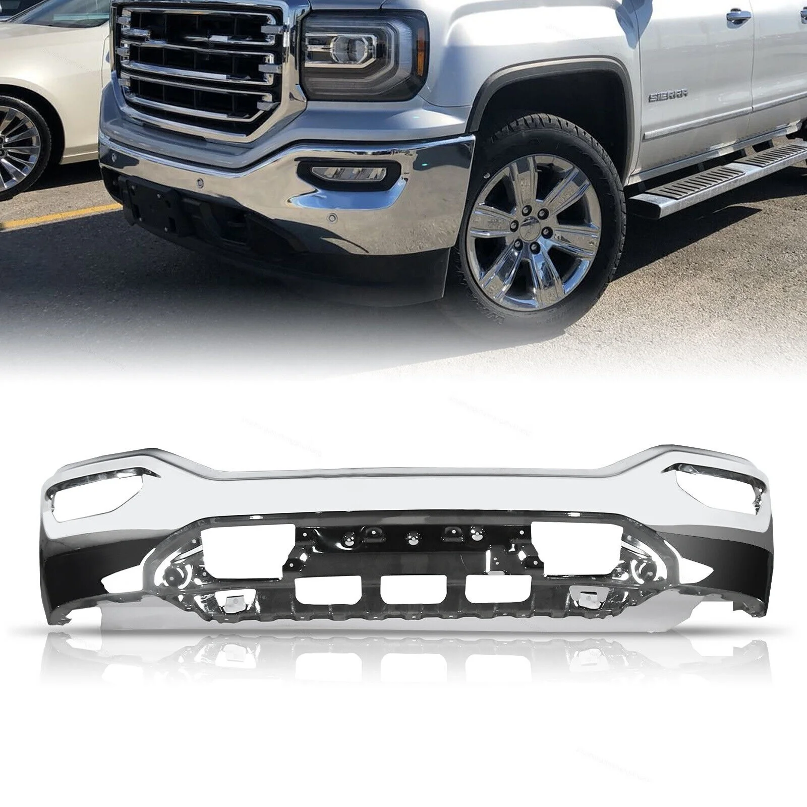 

New Chrome Front Bumper for 2016-2018 Sierra 1500 Without Sensors GM1002867
