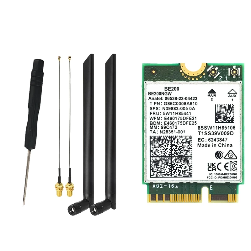 

WIFI 7 BE200 BE200NGW Wifi Card+8DB Antenna BT 5.4 802.11AX Tri-Band M.2 NGFF Wireless Network Adapter For Win10/11