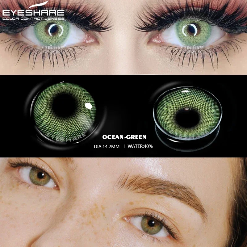 EYESHARE 1 Pair Color Lens Ocean Color Contact Lenses Beautiful Pupil Makeup Contact Lens Yearly Use Cosmetic Beauty Eye Lenses