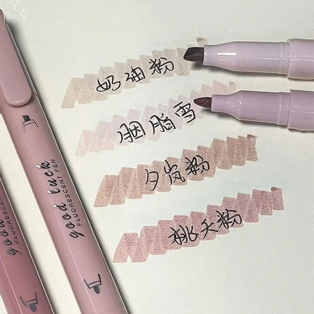 4Colors/Set Double Head Fluorescent Pen Gradient Color Learning Prize Line Color Marker Pen Stationery Hand Account Pen